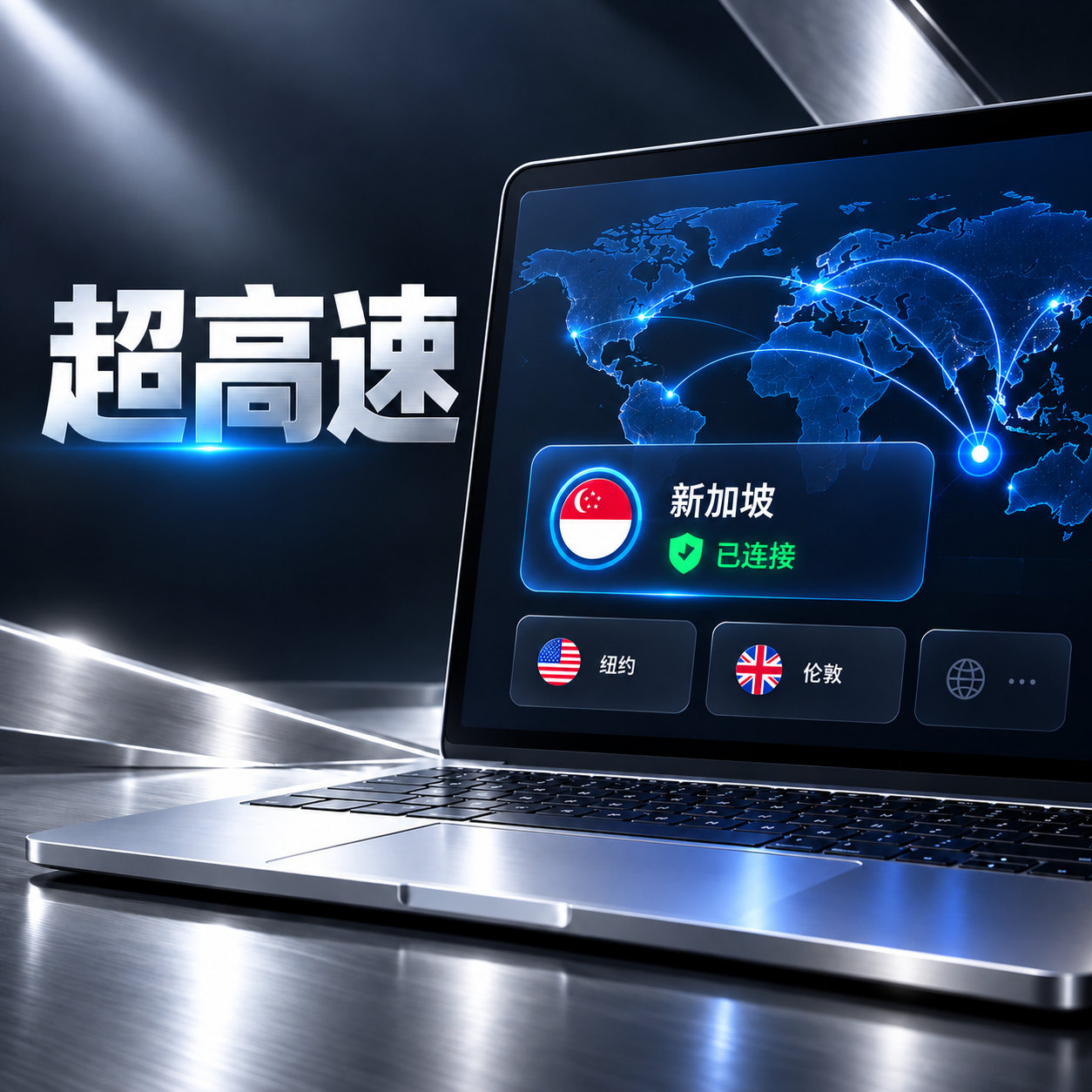 NordVPN 客户端与全球网络连接示意图